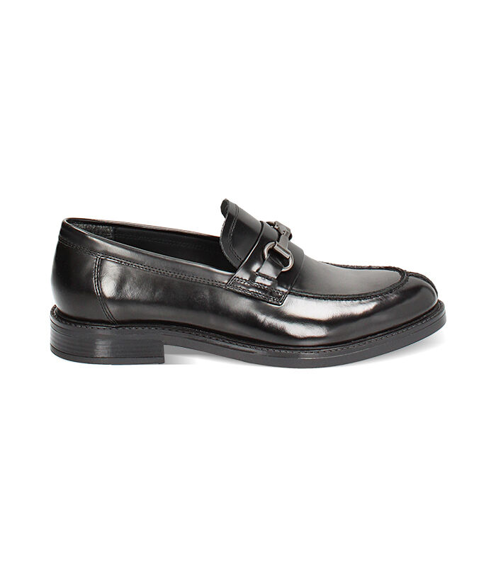 Mocassino nero con morsetto in pelle abrasivata, Valerio 1966, 24N4T6527APNERO043