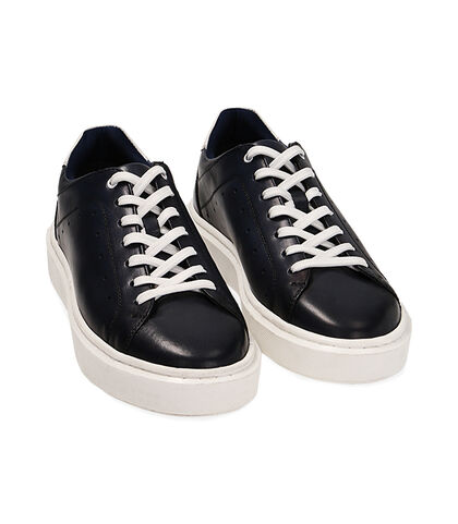 Sneakers blu in pelle, Valerio 1966, 2114T6603PEBLUE039, 002