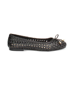 Ballerina da donna in pelle intrecciata nera, Valerio 1966, 2514T5501PINERO036, 001 preview