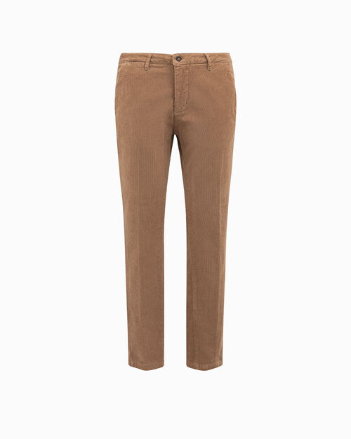 Pantaloni beige in velluto a coste fit regular, BEIGE