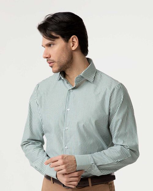 Camicia ml verde righe verticali, GREEN