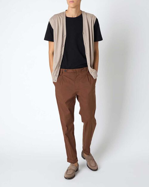 Pantalone da uomo con pinces marrone, BROWN