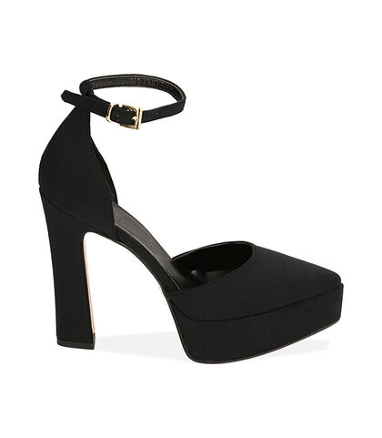 Décolleté platform nere in tessuto, tacco 12,5 cm, 21N2T8611LYNERO035, 001