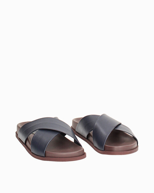 Sandali incrociati in pelle blu, NAVY BLUE