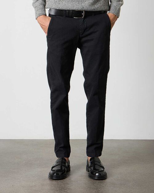Pantaloni chino neri in tessuto da uomo, BLACK