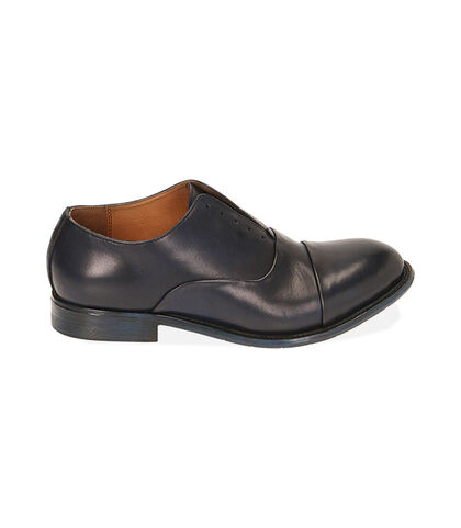 MAN SHOES OXFORD LEATHER BLUE, Valerio 1966, 1914T0570PEBLUE039, 001