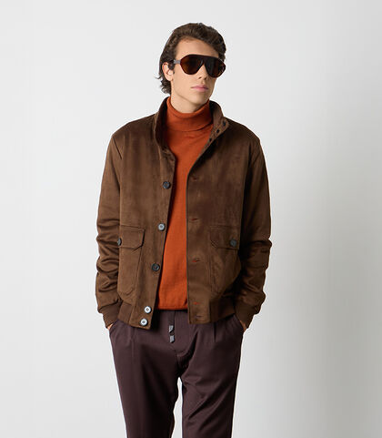 Giubbino in microfibra cognac da uomo, Valerio 1966, 2685T2515MFCOGNI, 001
