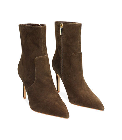 Tronchetti in camoscio testa di moro con tacco 9 cm, Valerio 1966, 26M5T4141CMMORO035, 002