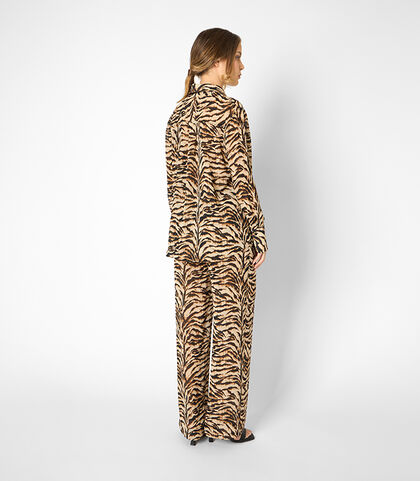 Camicia da donna con stampa animalier nera-beige, Valerio 1966, 25C9T4429TSNEBEI, 002