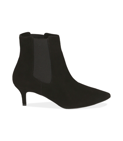Chelsea boots neri in camoscio , Valerio 1966, 12D6T8401CMNERO035, 001