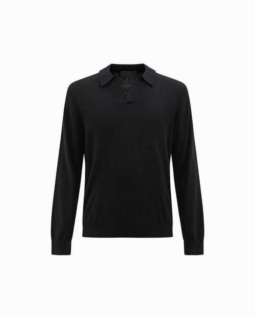 Maglione nero con colletto, BLACK