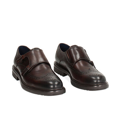 Stringate monk-strap moro in pelle, Valerio 1966, 24U6T3812PEMORO039, 002