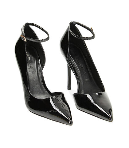 Décolleté open shank nere in vernice, tacco 10,5 cm, Valerio 1966, 2421T2021VENERO035, 002