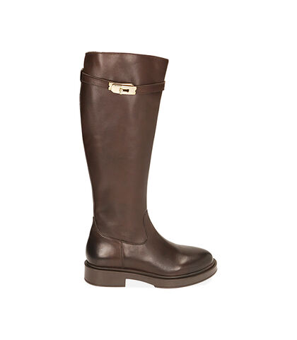 Stivali flat testa di moro in pelle, Valerio 1966, 20B8T3504PEMORO035, 001