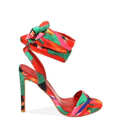 Sandali multicolor in raso, tacco 10,5 cm, Valerio 1966, 2121T5612RSMURO035, 001