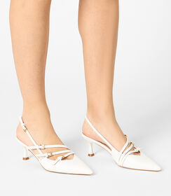 Décolleté slingback bianche, tacco 6 cm, Valerio 1966, 2521T8220EPBIAN035, 002 preview