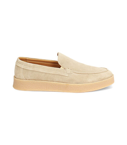 Mocassino da uomo in camoscio beige, Valerio 1966, 25U6T9803CMBEIG039, 001