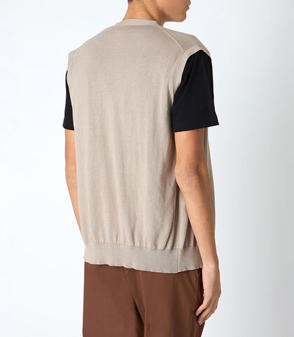 Gilet da uomo in cotone beige, Valerio 1966, 25U4T4207COBEIGI, 002