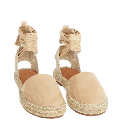 Espadrillas lace-up beige in microfibra, Valerio 1966, 1949T1133MFBEIG035, 002