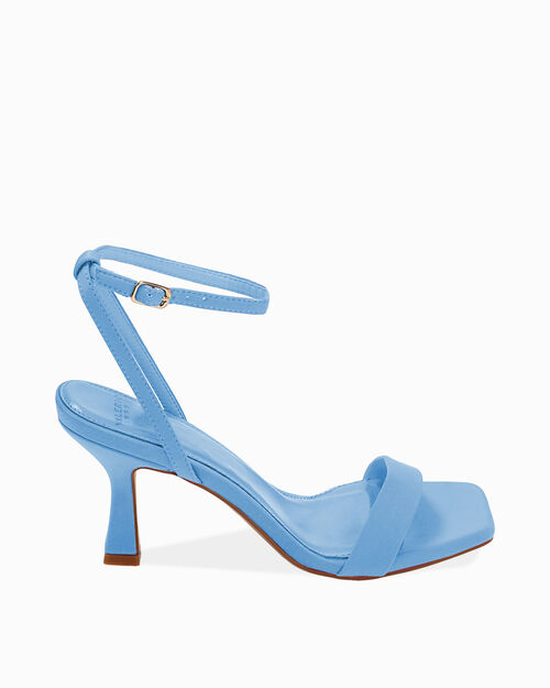 Sandali celesti in tessuto, tacco 7,5 cm, LT BLUE
