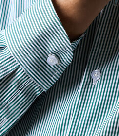 Camicia bianca e verde da uomo in cotone, Valerio 1966, 26Z3T0032COBIVE40, 002 preview