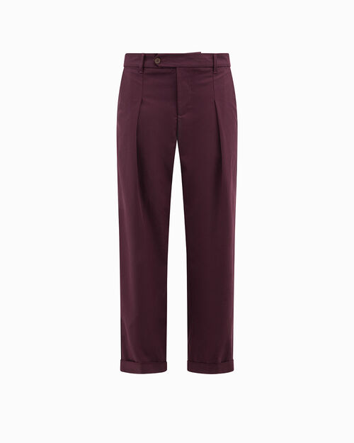 Pantaloni bordeaux con piega centrale, BURGUNDY