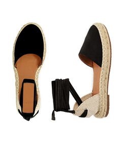 Espadrillas lace-up nere in microfibra, Valerio 1966, 1949T1133MFNERO037, 003 preview