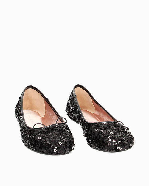 Ballerine nere con paillettes, BLACK