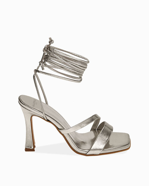 Sandali argento laminato, tacco 10 cm , SILVER
