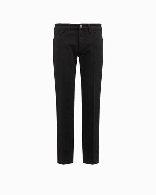 Jeans neri regular fit con bottoni a vista, BLACK
