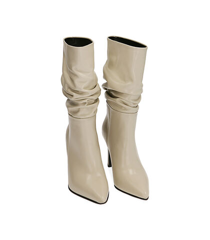 Ankle boots panna in pelle, tacco 10 cm , 20A5T0004PEPANN035, 002