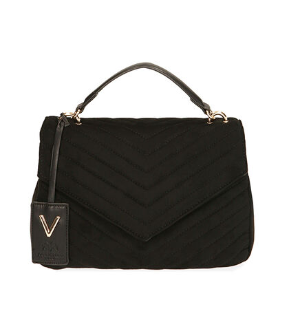 Borsa a mano nera in microfibra matelassé, Valerio 1966, 20D2T2183MFNEROUNI, 001
