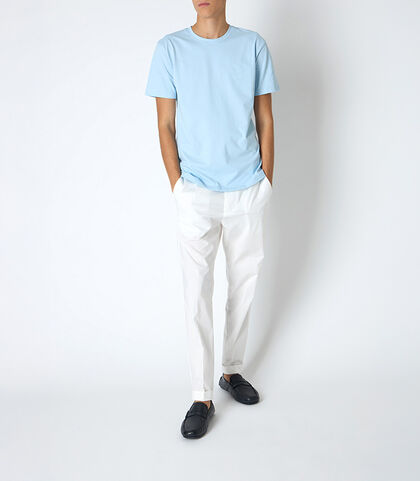 Maglietta da uomo basic, in cotone celeste, Valerio 1966, 25N8T0050COCELEI, 001