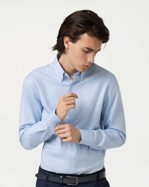 Camicia ml celeste con abbottonatura invisibile, LT BLUE