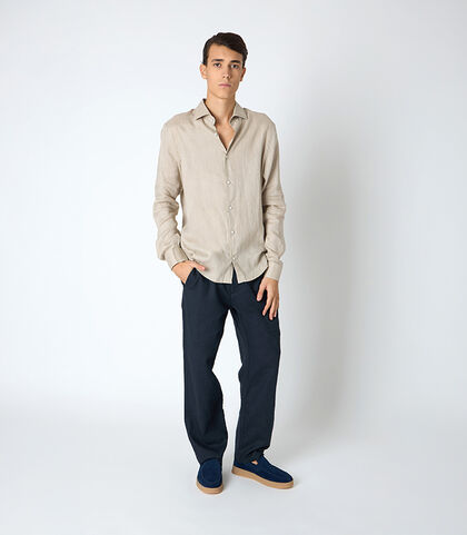 Pantalone da uomo in lino blu, Valerio 1966, 2524T2555LNBLUE42, 001