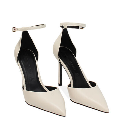 Décolleté open shank panna, tacco 9,5 cm, Valerio 1966, 2421T5642EPPANN035, 002