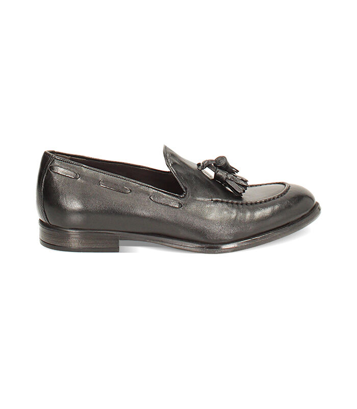 Mocassino nero con nappine, Valerio 1966, 2753T1840PENERO040