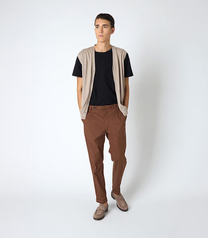 Gilet da uomo in cotone beige, Valerio 1966, 25U4T4207COBEIGI, 001