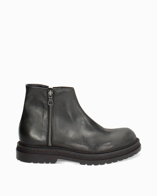 Tronchetto da uomo in pelle nera, BLACK