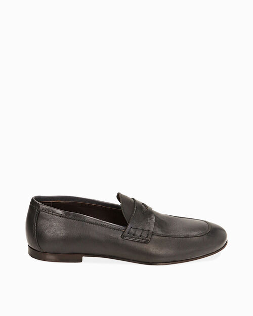 Mocassino da uomo nero in pelle, BLUE