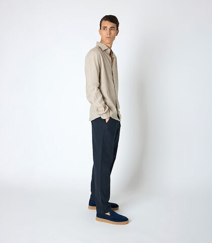 Camicia da uomo in lino beige, Valerio 1966, 25Z3T2302LNBEIG38, 002