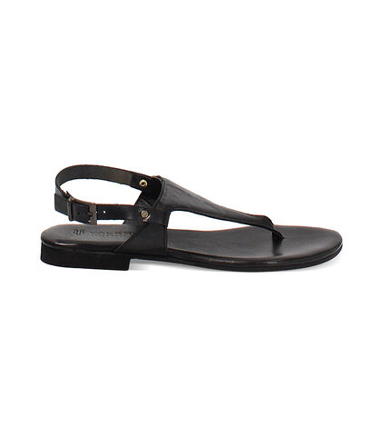 Sandalo infradito da donna in pelle nero, Valerio 1966, 2572T1049PENERO035, 001