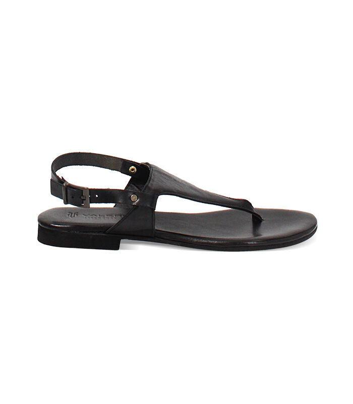Sandalo infradito da donna in pelle nero, Valerio 1966, 2572T1049PENERO036