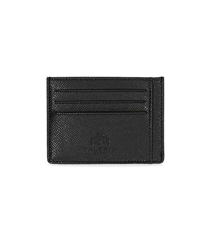 Portafoglio nero in pelle con logo embossed, Valerio 1966, 10A4T1734PENEROUNI, 001