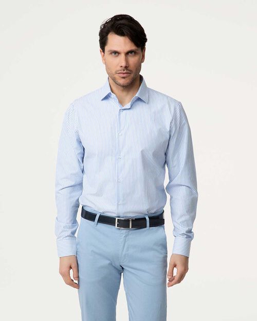 Camicia celeste righe verticali, LT BLUE