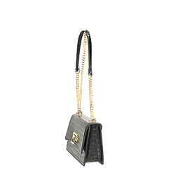 Borsa a tracolla da donna con stampa cocco nera, Valerio 1966, 2551T6393CCNEROUNI, 003 preview