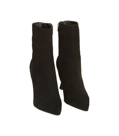 Ankle boots neri in camoscio, tacco 10 cm , Valerio 1966, 20L6T7088CMNERO035, 002 preview