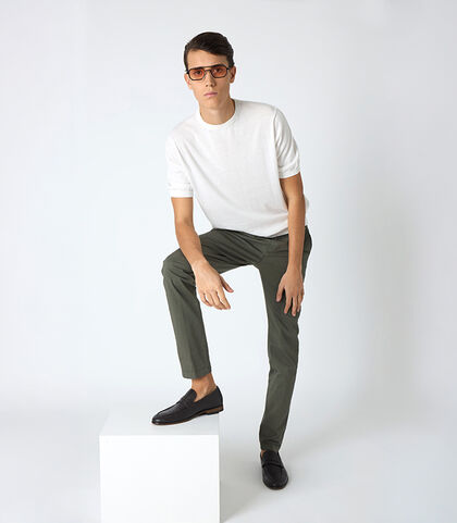 Pantalone da uomo modello chino verde, Valerio 1966, 25N8T5003COVERD42, 001