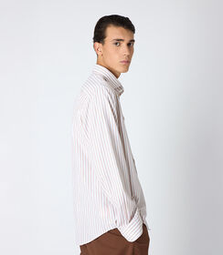 Camicia uomo riga larga beige-bianca, Valerio 1966, 25Z3T5050COBEBI38, 002 preview