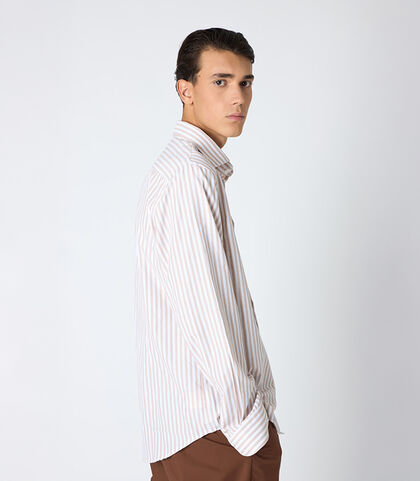 Camicia uomo riga larga beige-bianca, Valerio 1966, 25Z3T5050COBEBI38, 002